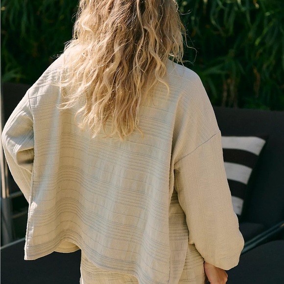 FREE PEOPLE Pippa Short Set 100% cotton Boxy Top & Shorts w/ wrap closure XS NWT - Picture 8 of 16